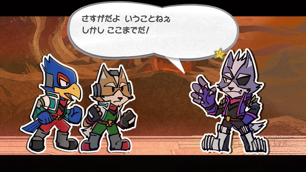 紙マリオ風に描いてみたら、意外と似合ったペーパースタフォ(スマブラ)