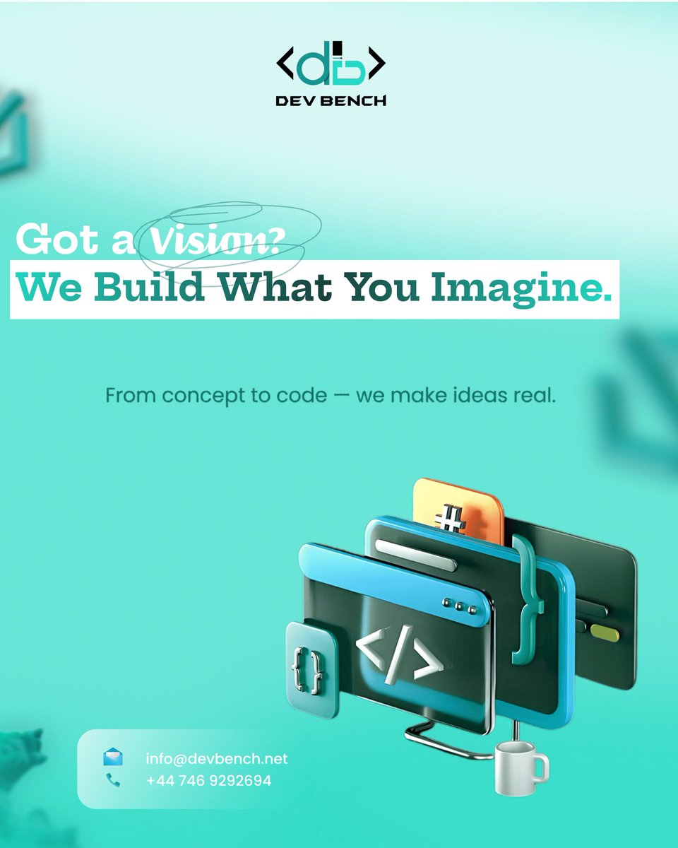 DevBenchLLC's tweet image. ✨ Got a vision? We are here to build what you imagine.
From concept to code, we turn big ideas into working products — beautiful, functional, and scalable.
Lets connect Now! 
#FromVisionToReality #MVPLaunch #SoftwareDevelopment #BuildWithDevBench #AppDevelopment #Startups
