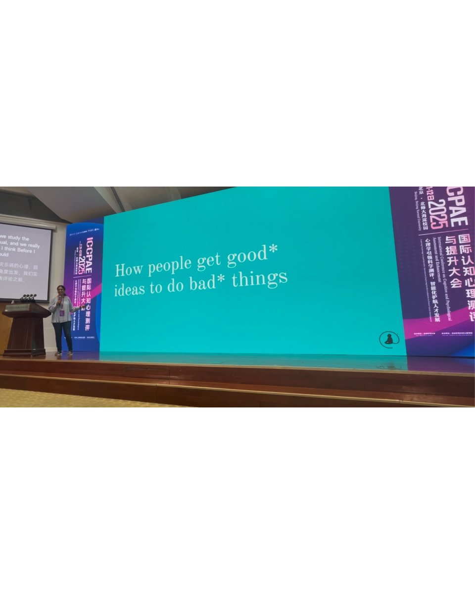 monkprayogshala's tweet image. Dr. Hansika Kapoor was invited to give a talk on "Measuring the Dark Side of Creativity" at the International Conference on Cognitive Psychological Assessment and Enhancement, held in Beijing, China.