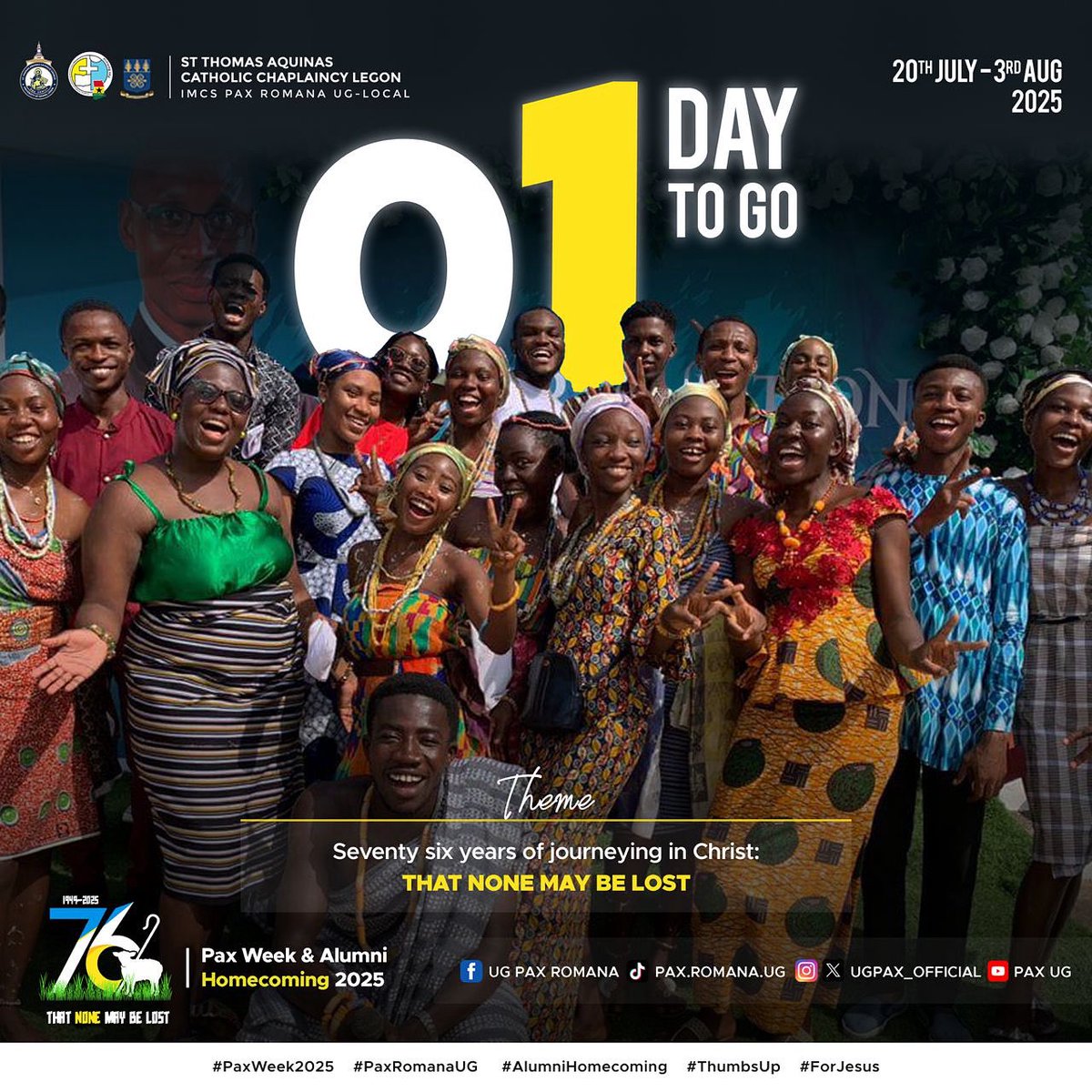 1 day‼️‼️
Just 1️⃣day until this vibrant celebration kicks off🥳🎊🎉

Are you getting ready??😌✨

💛#76YearsOfTogetherness
💙#PaxWeekCelebration
💛#PaxRomanaUG