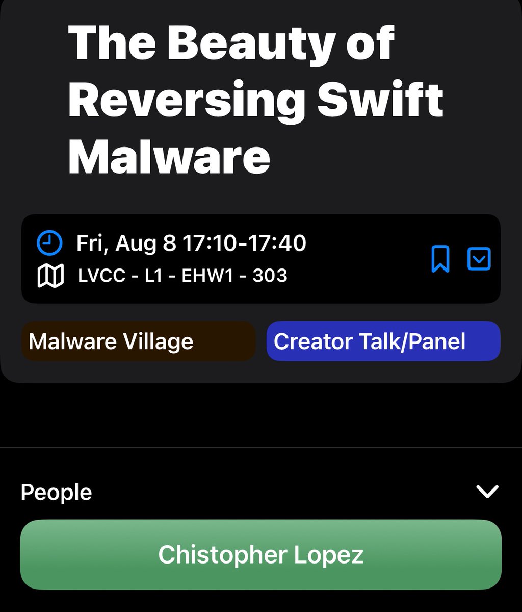 L0Psec's tweet image. Doing a Swift RE talk at #DEFCON33 @MalwareVillage :)
Never been to DEFCON before so I’m looking forward to meeting people! #DC33 #MalwareVillage