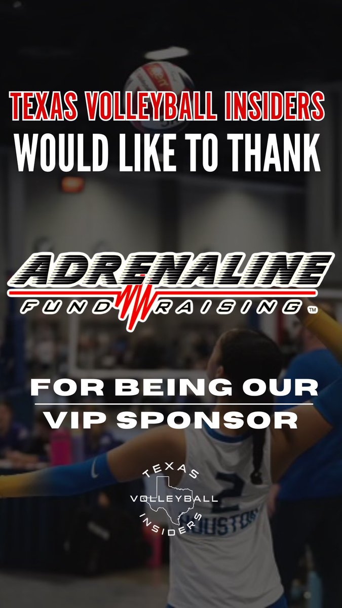 texasvbi's tweet image. Texas Volleyball Insiders would like to thank our VIP Sponsor, Adrenaline Fundraising, for their support in helping us grow our platform providing additional exposure to our well-deserved female athletes. Only the best!! adrenalinefundraising.com