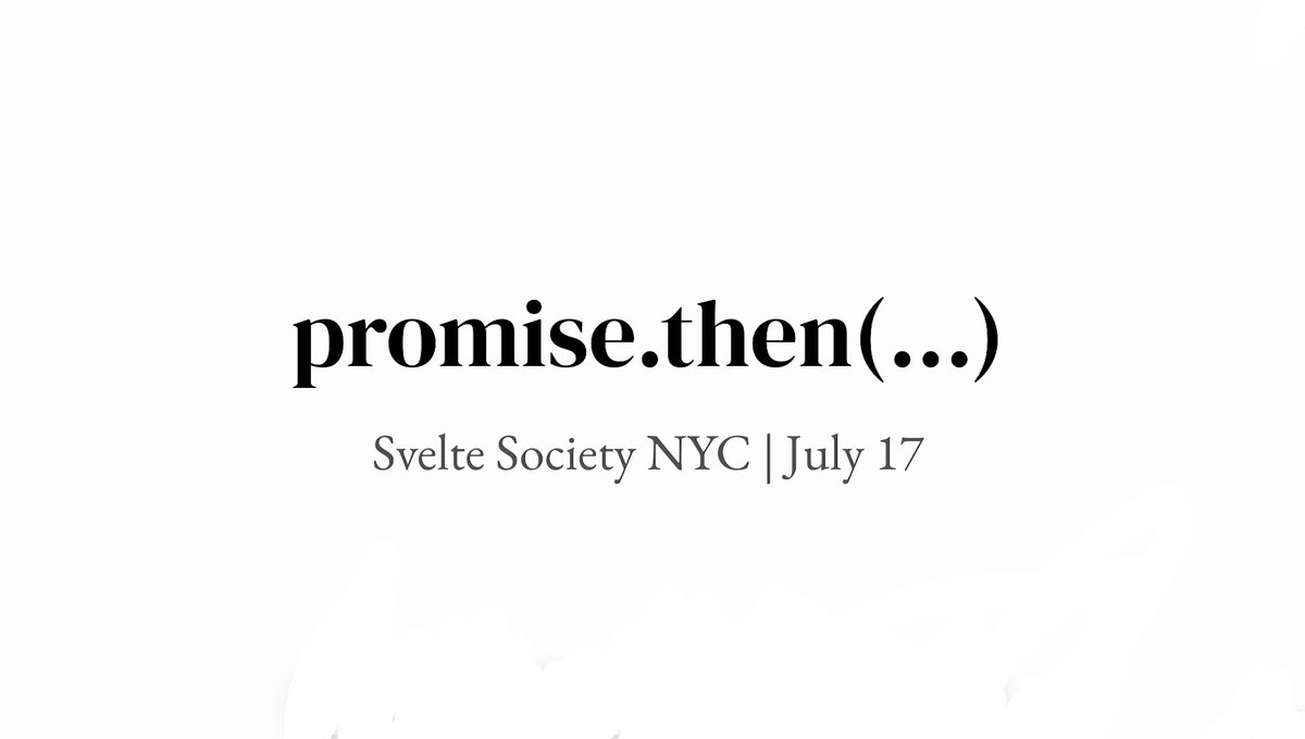 SvelteSociety's tweet image. Rich Harris' talk about Async Svelte from this week's meetup in NYC is now also available on our YouTube channel — promise.then(...) by @Rich_Harris. Watch it here: youtube.com/watch?v=e-1pVK…