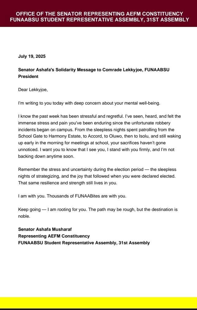 _LEKKYJOE's tweet image. Dear Senator Ashafa Musharaf, @AshafaMush23660
Thank you for your heartfelt solidarity message and for your unwavering support during these challenging times.