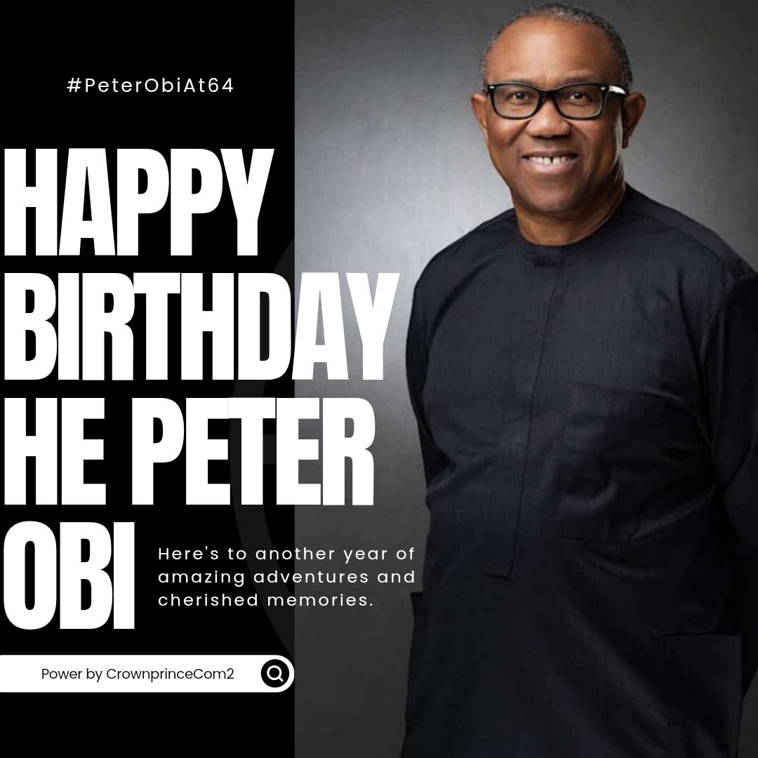 CrownprinceCom2's tweet image. Obidients and Peter Obi supporters with less than 20k followers drop handles..
Like and Repost ✅
Say Happy Birthday to HE Peter Obi.
#PeterObiAt64
PETER OBI IS COMING
