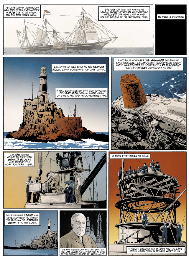 Brought the history of Fastnet Rock lighthouse to life in a 4-page comic for Cape Clear Island—Vikings to today. I handled art, color, and lettering in Photoshop, layering rough ink textures and dynamic panels for max impact. Want your story told like this? Let’s talk. #ComicArt