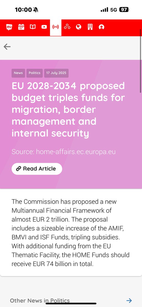 _mullally_el_'s tweet image. The EU has Tripled its Immigration and boarder management system budget to €2 TRILLION for 2028 -2034. They are tripling the budget to facilitate tens of thousands of immigrants to come to Ireland. This is not good news. Our country is flooded with mass immigration. It’s needs…