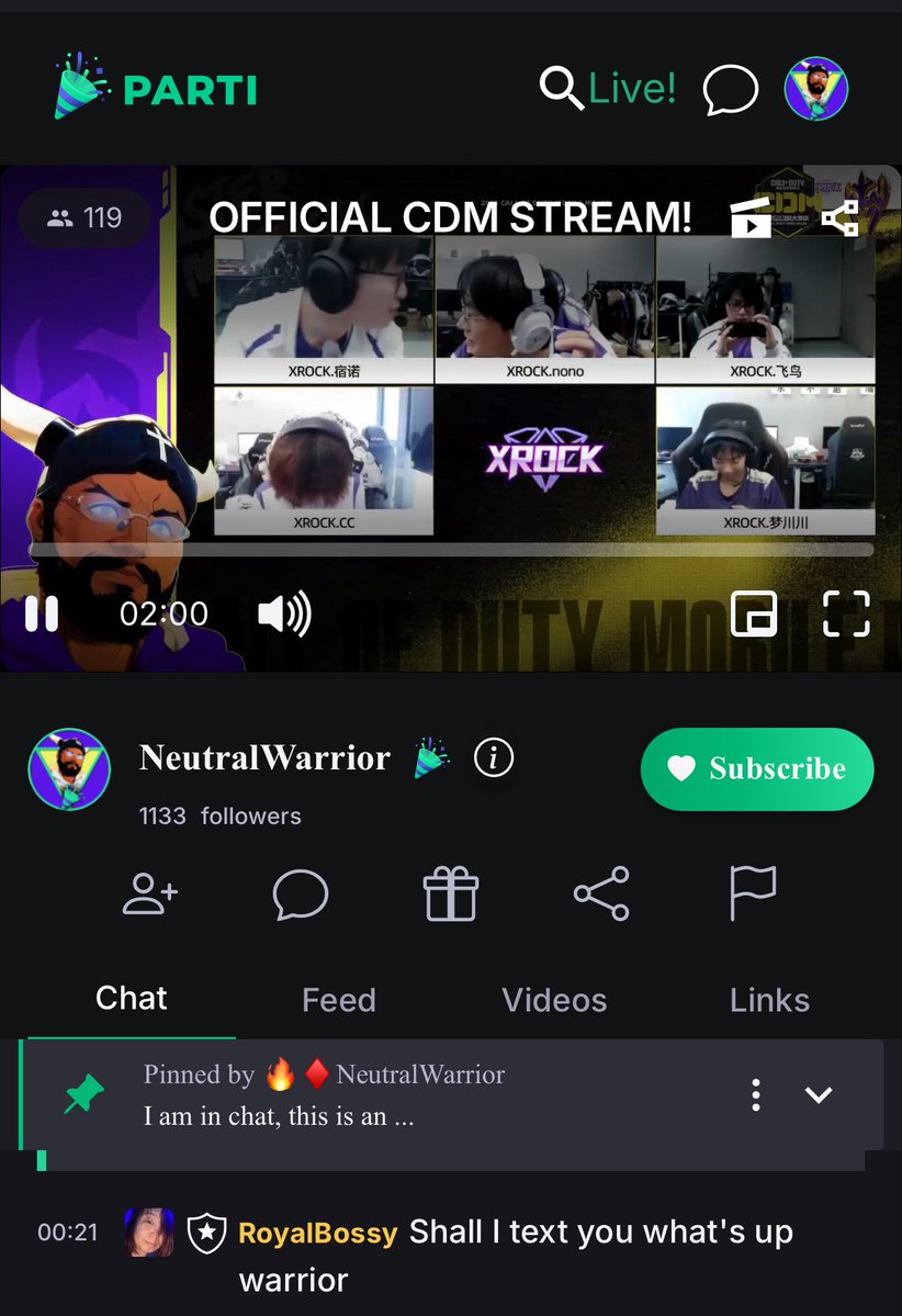 NeutralWarriorX's tweet image. The CDM is officially live on @jointheparti this is one of the only 2 official direct live feeds (@ItZTMGG being the other one) on Parti! Come catch the best professional teams in CODM go against one another with some retrowave in the background! 😎
parti.com/creator/parti/…
