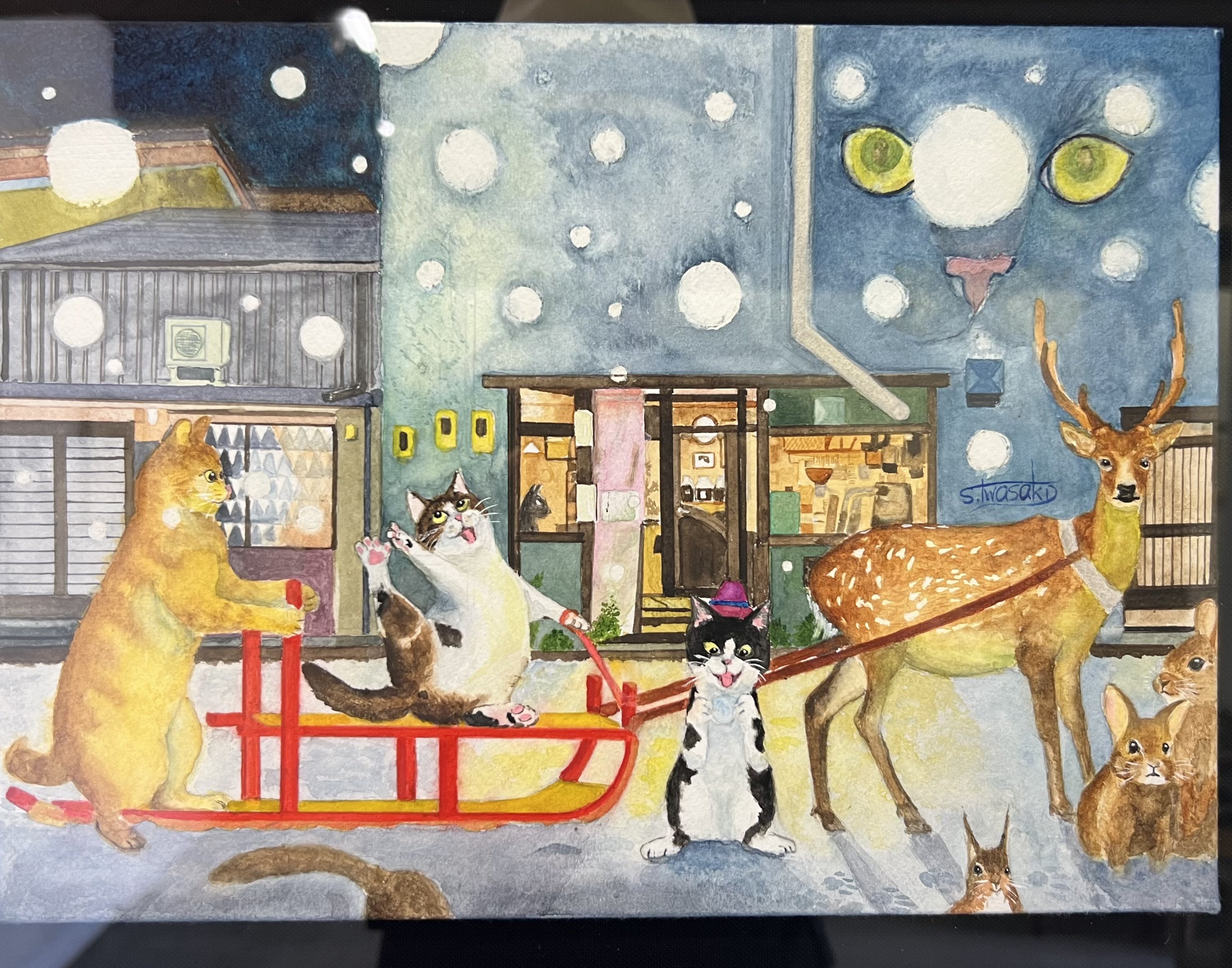 1時間以内に売れなければ300円❗　原画絵画　「きらめきニャンコ」 1時間以内に売れなければ300円❗ 原画絵画 「きらめきニャンコ