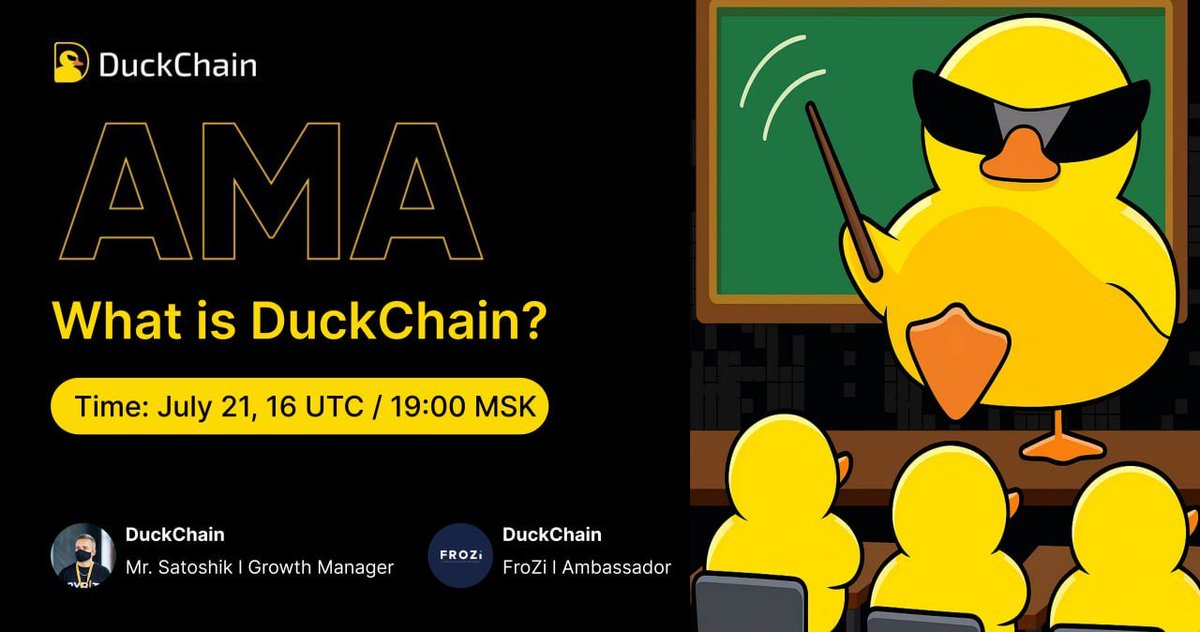 InternEthanDuck's tweet image. A special AMA for the CIS community — don’t miss it! 

We’ll do our best to answer all your questions, highlight the DuckChain ecosystem, and show you where and how to find the information you need to interact with DuckChain.

The AMA will be hosted by @Fr0oZi and @mrsatoshik -…