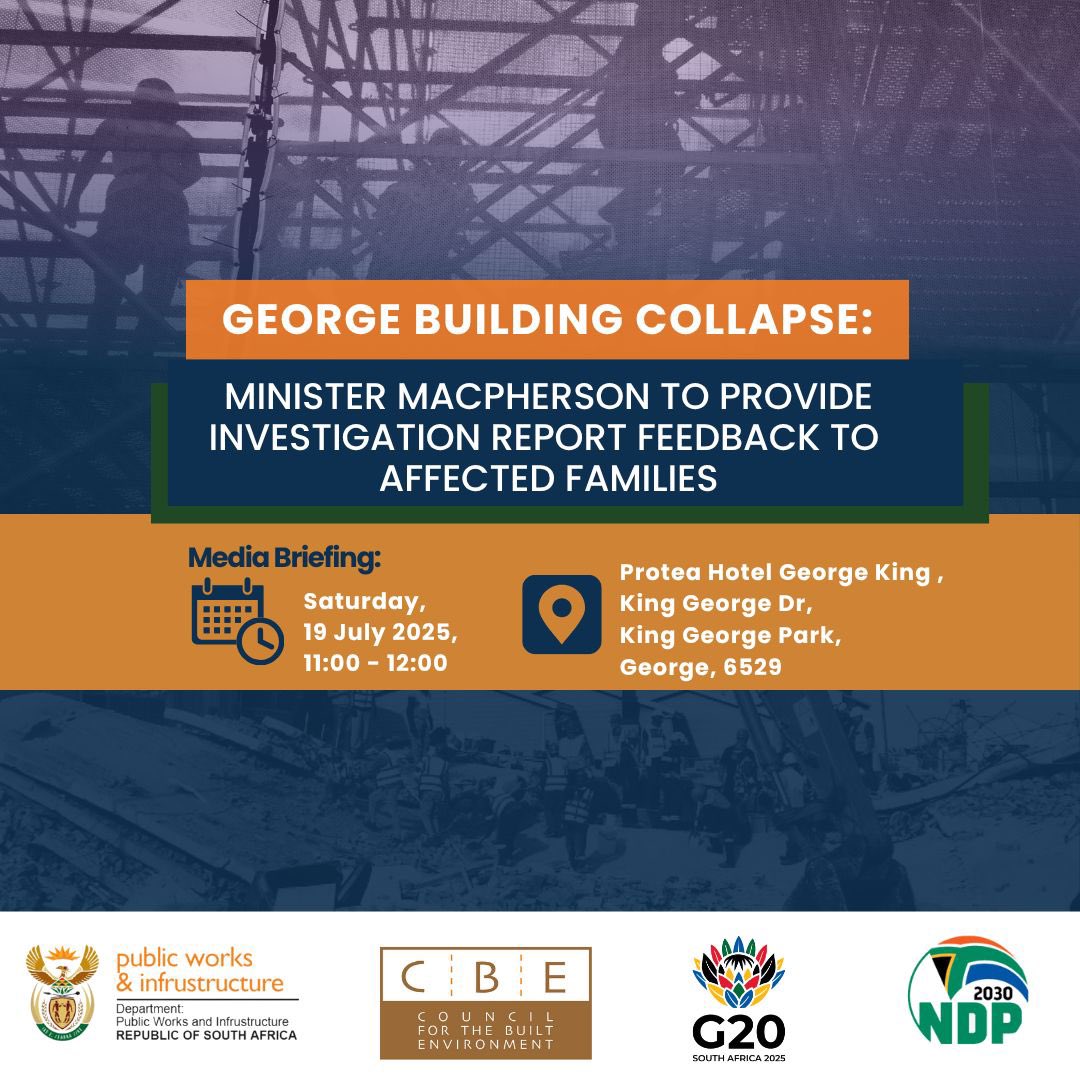 DeanMacpherson's tweet image. I am in George today to meet with the families of the victims of the George building collapse to personally present the findings of the Engineering Council of South Africa’s investigation, and to then brief the public on the next steps that will be taken to ensure there is…