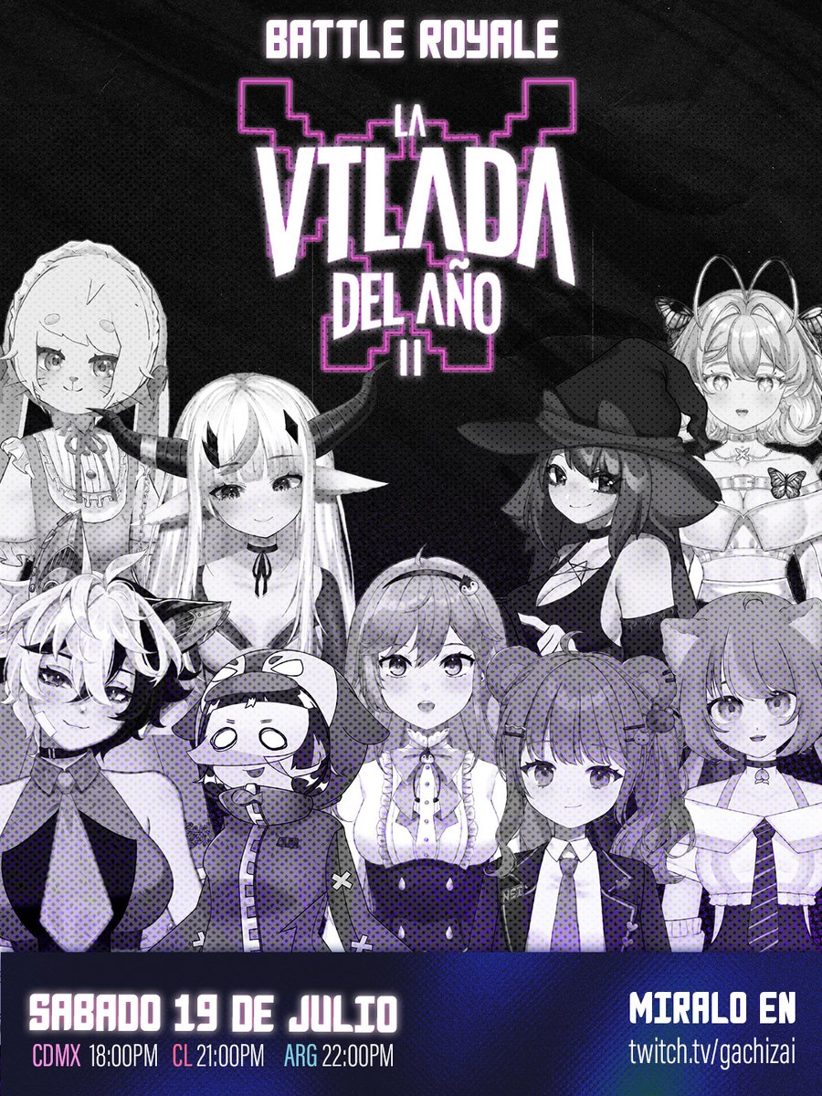 GachiZai's tweet image. 👾𝗦𝘂𝗻𝘀𝗵𝗶𝗻𝗲 𝗜𝘀𝗹𝗮𝗻𝗱 𝟮 🌴
Y para cerrar la Vtlada de #SunshineIsland tendremos un battle royale entre 9 vtubers:
💙⭐@aruzeya
☁🥝@EiwyFley
🪐🦋@VTuber_Eris
🐧💜@GnuwinoVT
🐰🔮@nefuu_
🐾🌸@ChiaNyakamiVT
🕯️❤️@shiomiikurayami
💙🍯@NeiVtuber
🌸🍑@NoriSahara