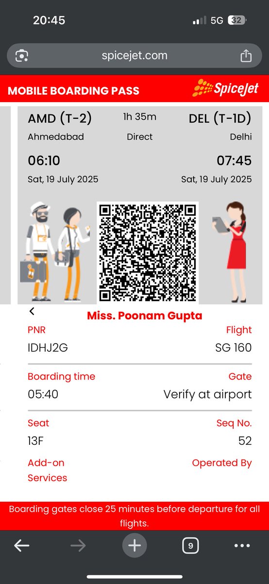 amangupta6491's tweet photo. 8+ hour delay on @flyspicejet SG-160 (AMD–DEL) on 19th July and not a single proper update. Zero accountability, zero assistance. @AjaySingh_SG @MoCA_GoI @DGCAIndia – how long will airlines get away with this negligence? #ShameOnSpiceJet #FlightDelay @RamMNK https://t.co/mgE4bYIAMJ