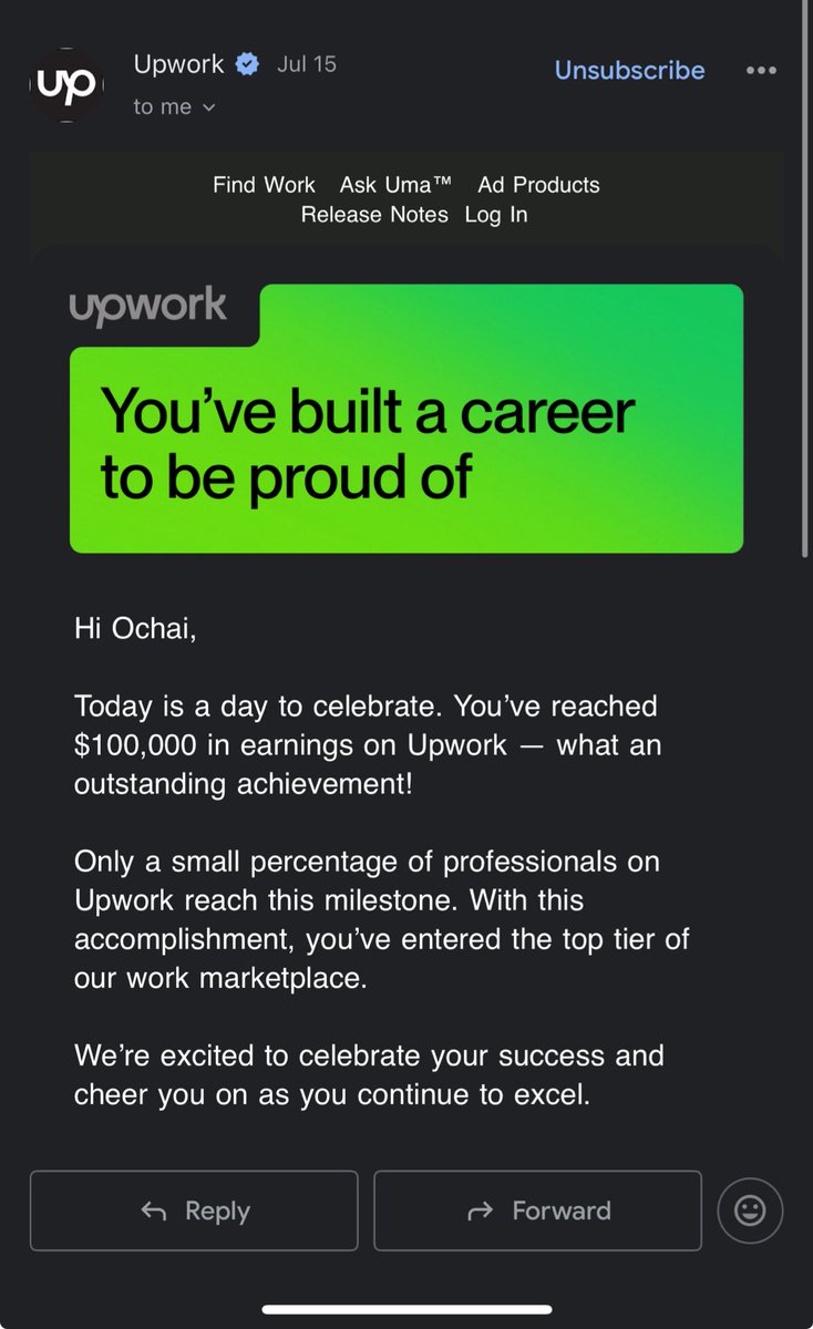 mxochai's tweet photo. $100K. ✅ 
Officially a member of the six figure club @Upwork! 🎉 https://t.co/8pV6cU3qm4