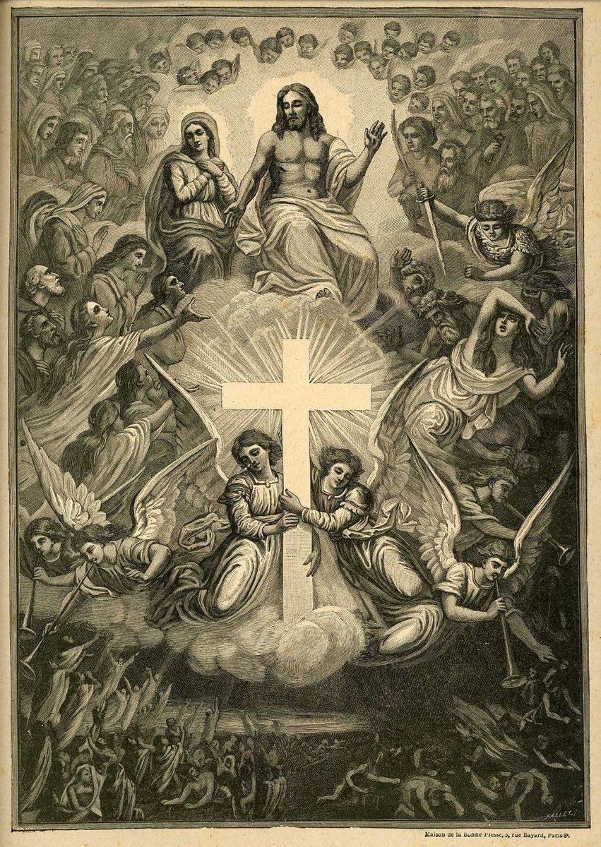 solas_na_greine's tweet image. Exaltation of the Holy Cross, from an French/English catechism c.1908-12