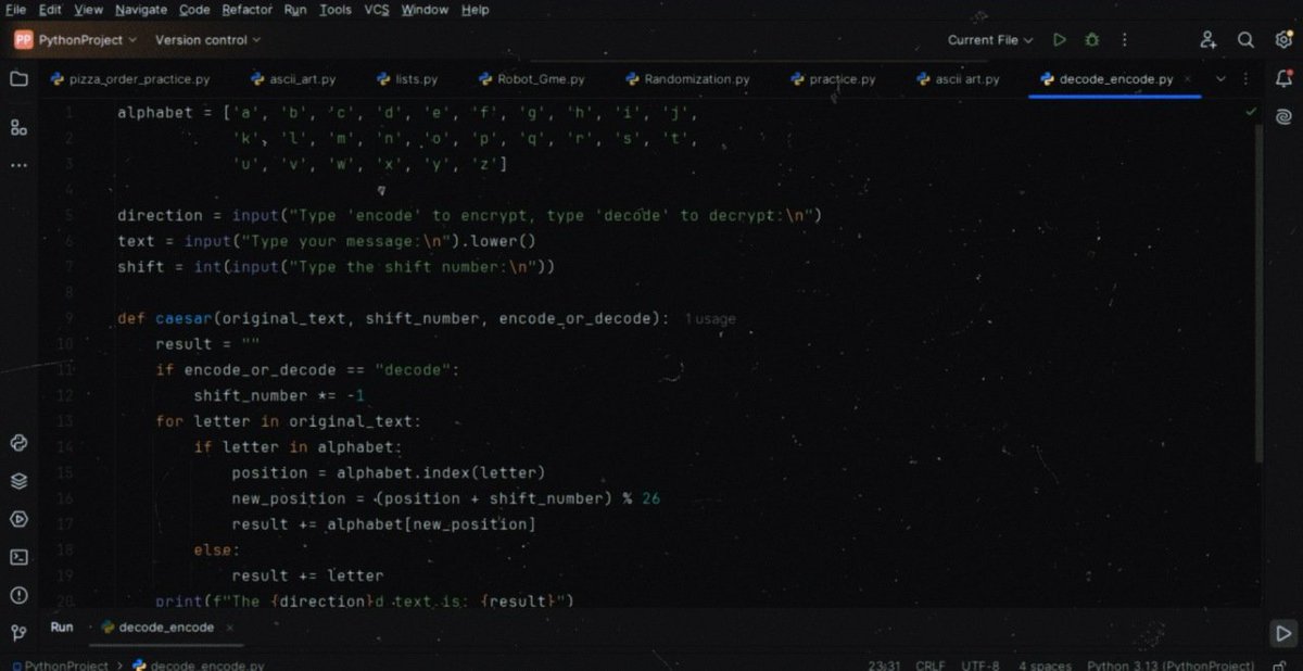 sana_samra89467's tweet image. Learned how to encrypt and decrypt messages using Caesar Cipher today. 
First real step into the world of coding 👩🏻‍💻🔐
@CodeToInspire 
#AfghanGirlCode #python #programming #WomenInTeach
