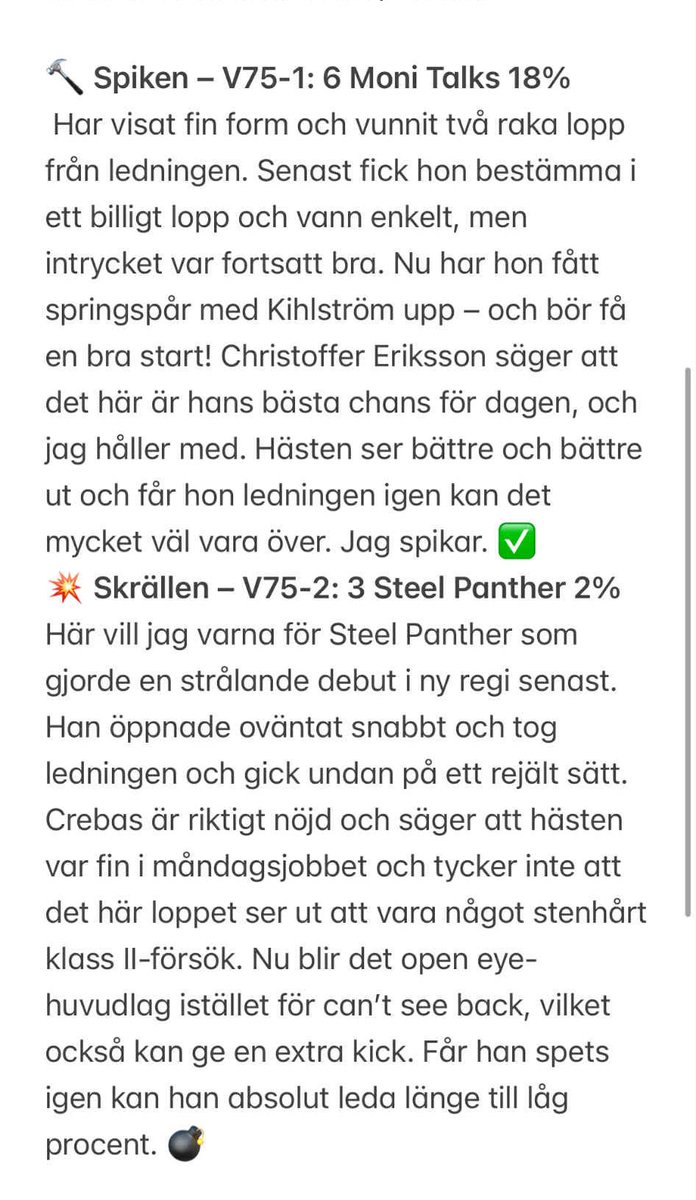 7 Rätt - En Travpodd (@7rattpodden) on Twitter photo V75 Axevalla!⭐️☀️
<a href="/KandergardLukas/">Lukas Kandergård</a> är riktigt taggad på V75 omgången och går ut hårt och spikar direkt! Läs hela tipset nedan!
Spela med Lukas här ⤵️
atg.se/icavindeln/spe…
Övriga andelar från podden hittar ni på Ica vindeln! V75 Axevalla!⭐️☀️
<a href="/KandergardLukas/">Lukas Kandergård</a> är riktigt taggad på V75 omgången och går ut hårt och spikar direkt! Läs hela tipset nedan!
Spela med Lukas här ⤵️
atg.se/icavindeln/spe…
Övriga andelar från podden hittar ni på Ica vindeln!