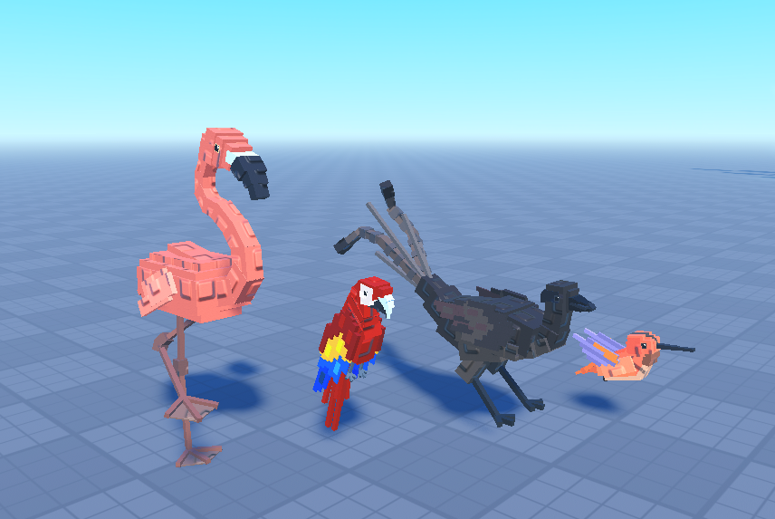 n0tauggie's tweet photo. a various set of complex birds that have intricate details - made for rigging

#robloxdev #dev #3dartist #modeler #builder #roblox #peacock #turkeybird #eagle #flamingo #parrot https://t.co/vvvcaYUzKx