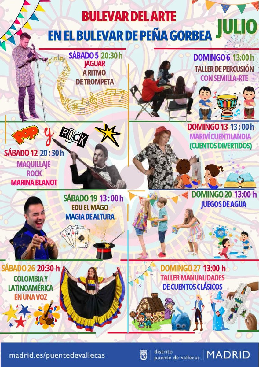 💠En Bulevarte, este sábado puedes disfrutar con los trucos y el humor de Edu el Mago, que convierte al público en el verdadero protagonista con su espectáculo 'Magia de altura'

🗓 19.07.2025 ⏰13h
📍Bulevar de Peña Gorbea

#PequePlanes #Agenda

ℹ👉
 informate.madrid.es/6pq1z2