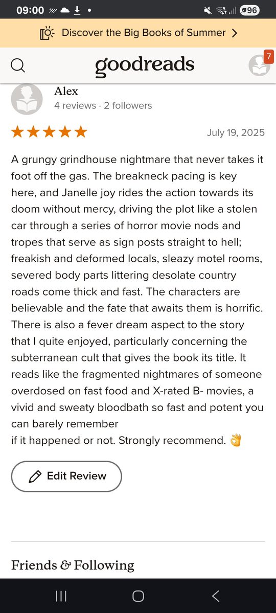 Alexrites's tweet image. Check out my review of @J_Schiecke Deathcult! A squalid, sordid little buzz saw of a book 💪