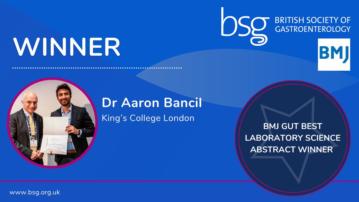 BritSocGastro's tweet image. 🧪 Big congratulations to Dr Aaron Bancil, winner of the BMJ Gut Best Laboratory Science Abstract Prize! Celebrating cutting-edge bench-to-bedside research #BSGLIVE25 @Gut_BMJ