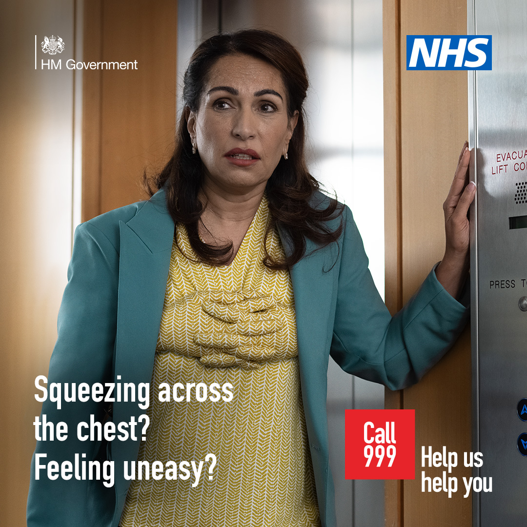 NHSEnglandLDN's tweet image. The early symptoms of a heart attack don’t always feel severe.
A squeezing across the chest. A feeling of unease. It’s never too early to call 999 and describe your symptoms: nhs.uk/HeartAttack