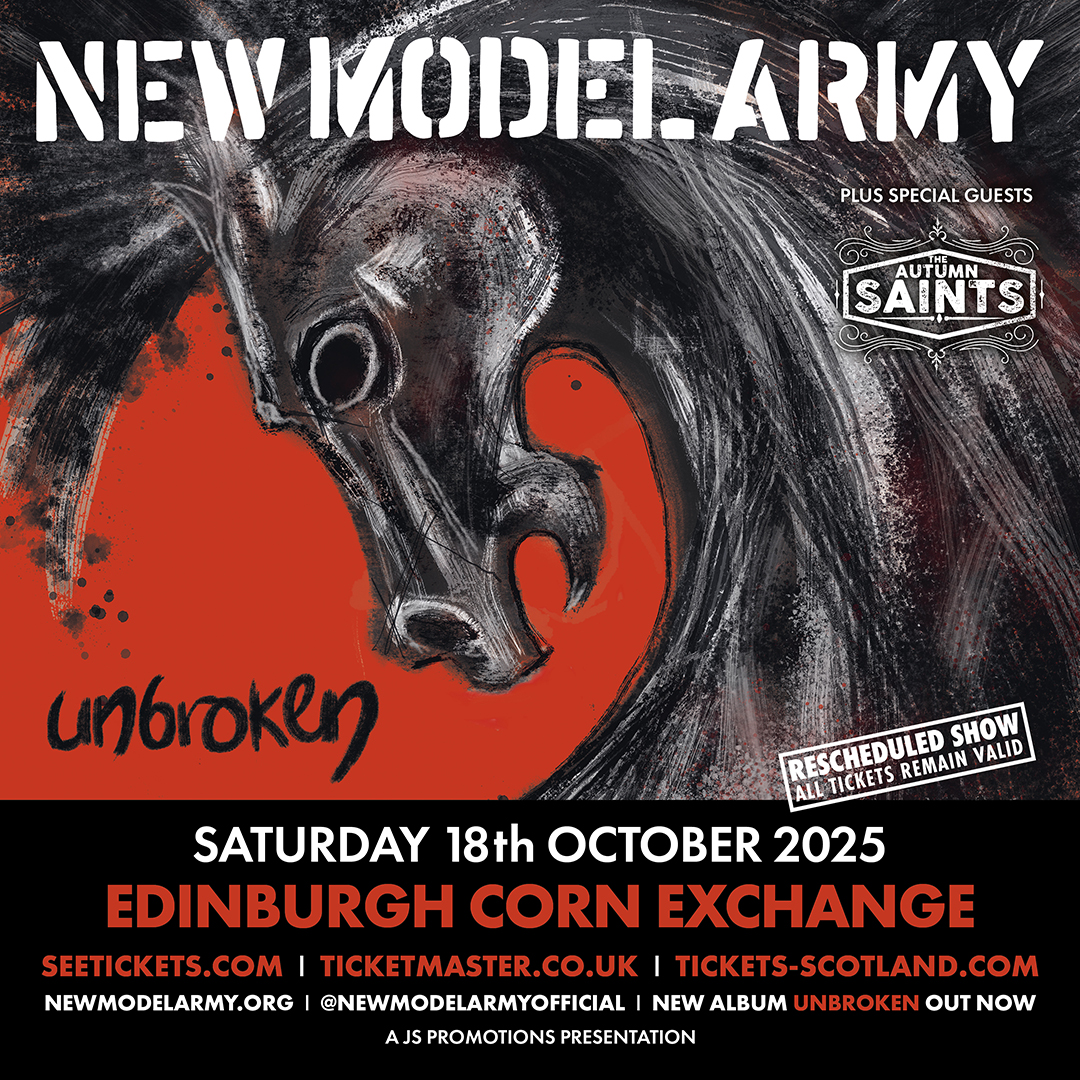 EdinburghCornEx's tweet image. Not long until @officialnma take to the stage in Edinburgh. Formed in Bradford in 1980, New Model Army are storming through their fifth decade touring their sixteenth studio album, 2024’s Unbroken.
Tickets on sale now, don't miss out-amg-venues.com/mALY50WrTyp