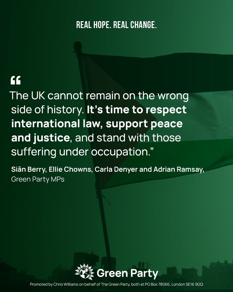 TheGreenParty's tweet image. "This silence is not just a diplomatic failure — it’s an utter moral failure."
Green MPs call on the UK Government to publish its response and act in line with international law one year on from the ICJ's advisory opinion on the legal consequences of Israel’s actions.