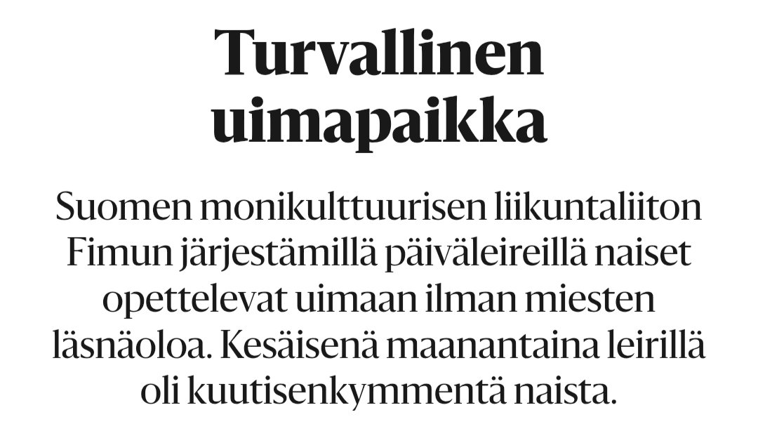 sami_kymalainen's tweet image. En nyt ihan ymmärrä miten se vanhempien välinpitämättömyys parenee mamunaisille järjestetyillä miehettömillä uimakouluilla?