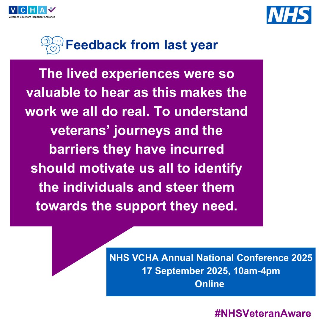 NHSVeteranAware's tweet image. 60 days to go till the NHS VCHA Annual National Conference 2025.
Expect even more opportunities to connect, collaborate, and be inspired by those making a real impact in healthcare.
Register before the deadline 2 September: events.teams.microsoft.com/event/f01c6abb…
#NHSVeteranAware