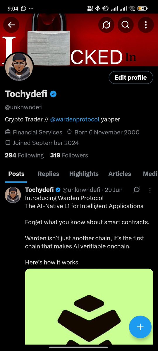 unknwndefi's tweet image. Finally broken through
300 followers
In a few days of yapping about @wardenprotocol and being a reply guy to most of @union_build and @boundless_xyz tweets.
It isn't much, but it's a sign of progress.
We are getting somewhere
WM to all active warden yappers