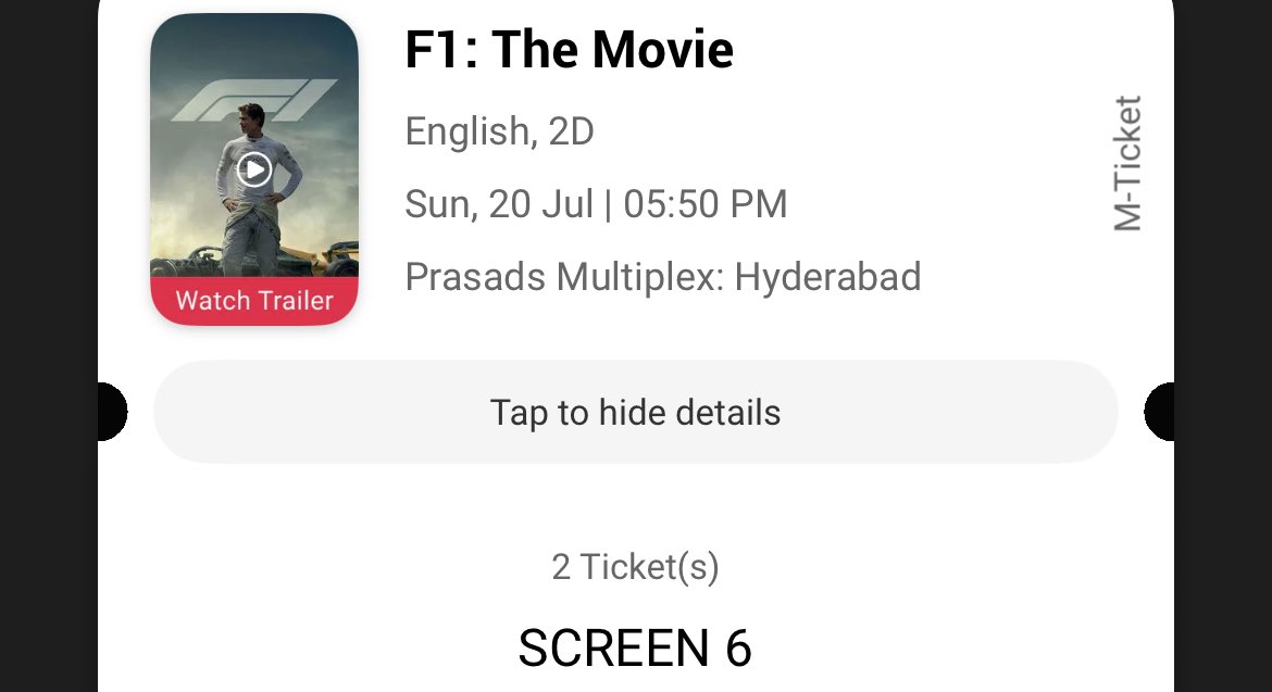 Vishnu Sai Varshith Kaki (@varshith_kaki) on Twitter photo dm if you would want top I row F1 tickets at PCX for Sunday 5:50Pm show for bms price. Going out of station thanks :) <a href="/ursmohan_kumar/">Mohan Kumar</a> <a href="/CinemaMadness24/">Cinema Madness 24*7</a> 🥹 dm if you would want top I row F1 tickets at PCX for Sunday 5:50Pm show for bms price. Going out of station thanks :) <a href="/ursmohan_kumar/">Mohan Kumar</a> <a href="/CinemaMadness24/">Cinema Madness 24*7</a> 🥹