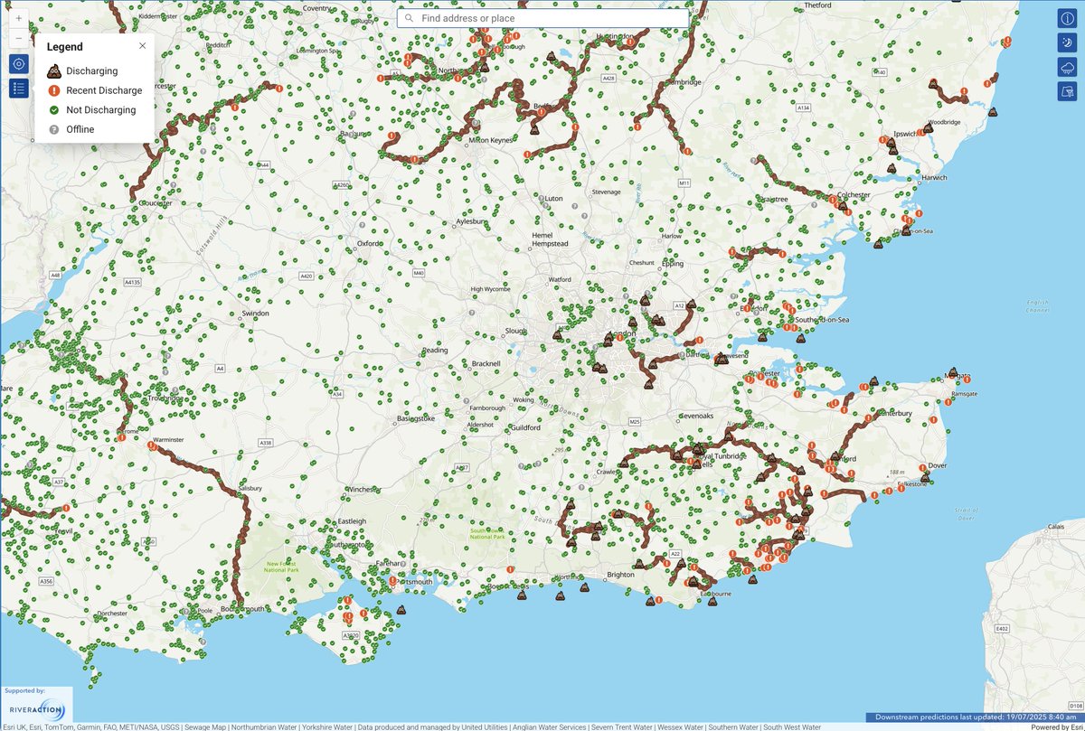 I'm going to try a little experiment. It's just gone 9:00am, London and parts of southern England are under an "Amber" weather warning, let's how long it takes for the sewage dumping to start and how it progresses over the next few hours.

Oh look, it's only been raining for a