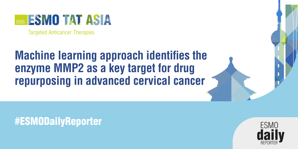 myESMO's tweet image. #ESMOTATAsia25: Exploratory #omics and #MachineLearning revealed an 11-gene signature associated with response after #chemoradiotherapy for #CervicalCancer. MMP2 was identified as a key target.
Read more in the #ESMODailyReporter.
🔗 ow.ly/cGlr50WscfM