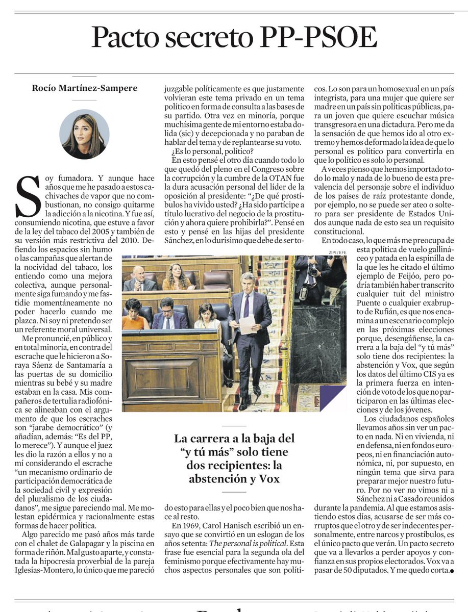 Pau Solanilla (@pausolanilla) on Twitter photo ¿La vida personal forma parte de la política?
Imprescindible leer a <a href="/rociomsampere/">Rocío Martínez Samp.</a> recordando aquello de "The personal is political" que fue esencial para la segunda ola del feminismo.
Hay muchos aspectos personales que son políticos, pero no vale todo.
lavanguardia.com/opinion/202507… ¿La vida personal forma parte de la política?
Imprescindible leer a <a href="/rociomsampere/">Rocío Martínez Samp.</a> recordando aquello de "The personal is political" que fue esencial para la segunda ola del feminismo.
Hay muchos aspectos personales que son políticos, pero no vale todo.
lavanguardia.com/opinion/202507…