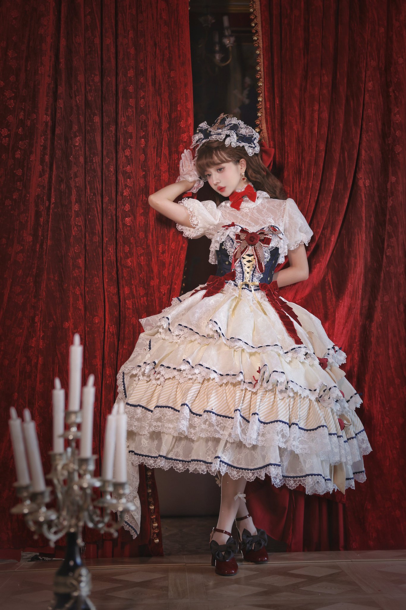 【Han Girl】宝石の王冠ロリィタドレスセット アカ Han Girl】宝石の王冠ロリィタドレスセット ピンク
