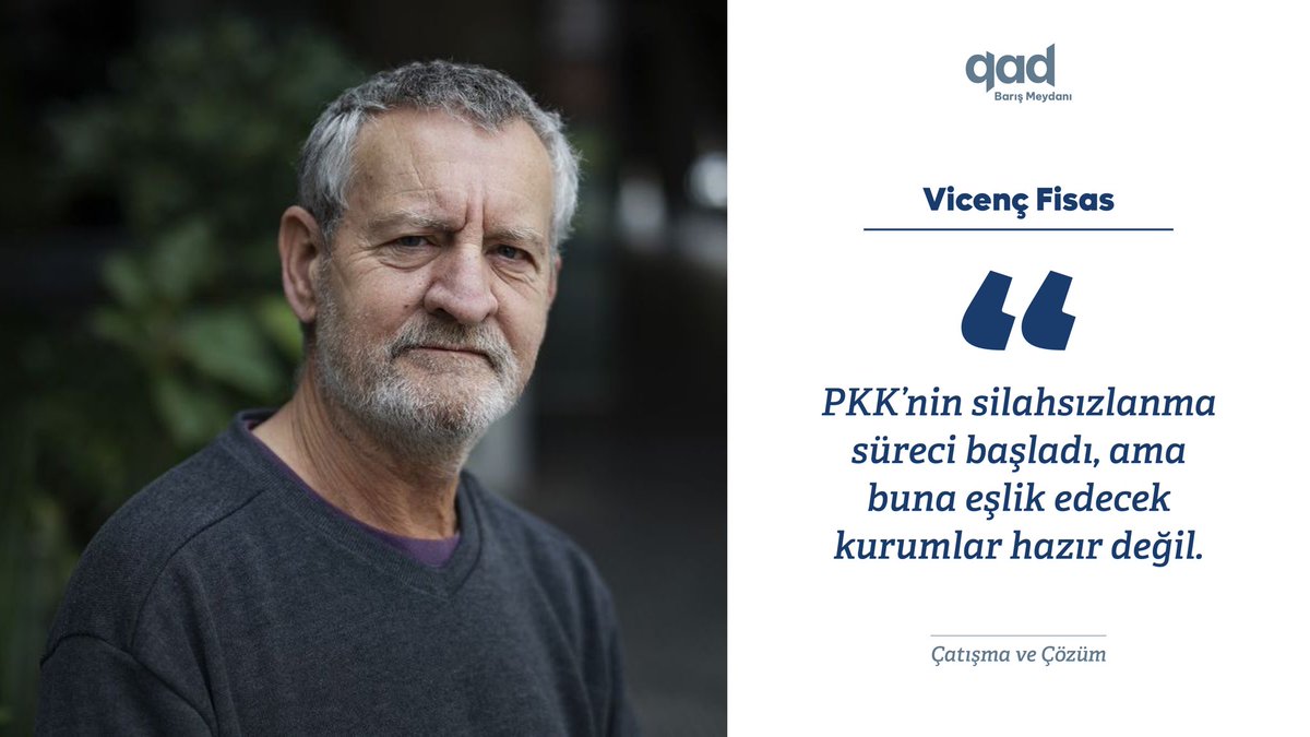 QADinstitute's tweet image. Barselona Otonom Üniversitesi Barış Kültürü Okulu’nun kurucularından ve eski yöneticilerinden Vicenç Fisas:
"PKK’nin silahsızlanma süreci başladı ama buna eşlik edecek kurumlar hazır değil."
qad.institute/index.php/vice…