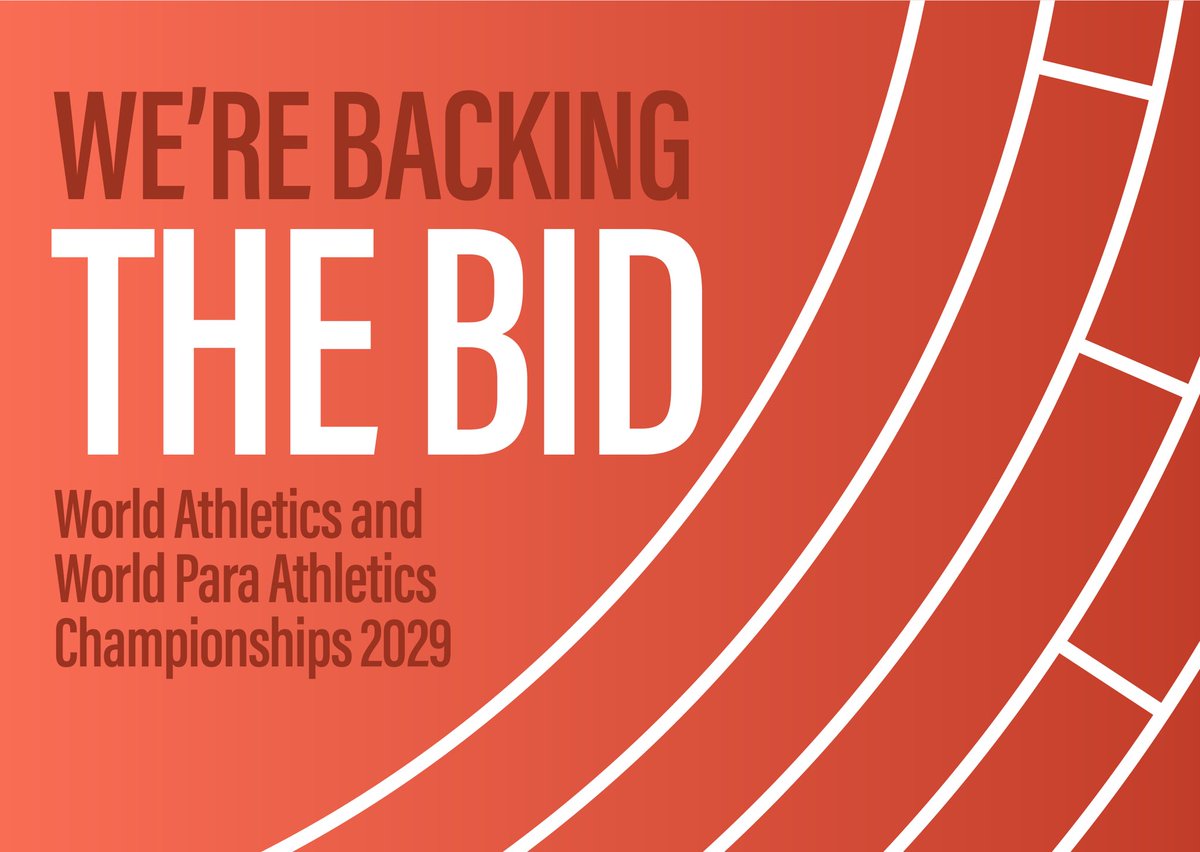 We're proud to back the UK’s bid to host the World Athletics and World Para Athletics Championships in 2029.

🇬🇧 It’s a chance to:

🌍 Showcase our world-class reputation as hosts
📈 Boost the economy across the whole country
🤩 Inspire a new generation of athletes and fans