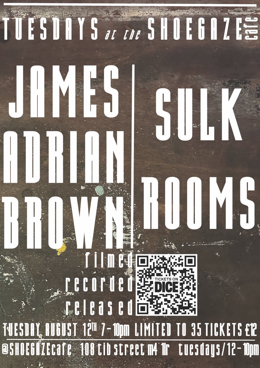 jamadrianbrown's tweet image. Manchester 🙏
Super intimate show just announced at the absolutely awesome Shoegaze Cafe next month with myself & @sulkrooms
Only 35 tickets available for this little show // And just so you know, it will be filmed 🎥
Tickets on sale now:
👉 link.dice.fm/B9a39096417a?d…