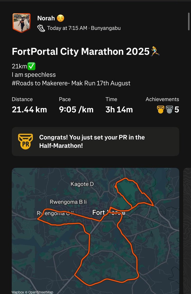 AKARUNCLUB's tweet image. Norah representing Aka Run Club with a half marathon 🥳 along the @MakRun_Ug group
#fortportalcitymarathon #fortportal