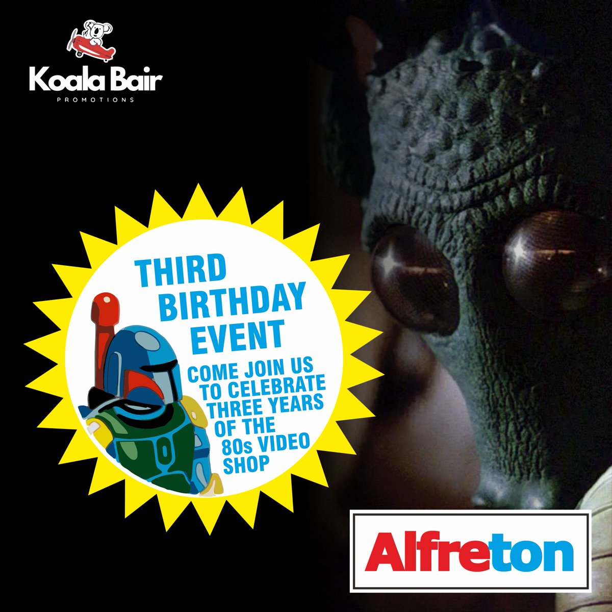 80sVideoShop's tweet image. TODAY is our 3rd Birthday with special guests Paul Blake (Greedo) along with Special FX Artist Bianca Judd.
We're open from 12 midday - 4pm! Can't wait to see new and regular faces for a really fun day.