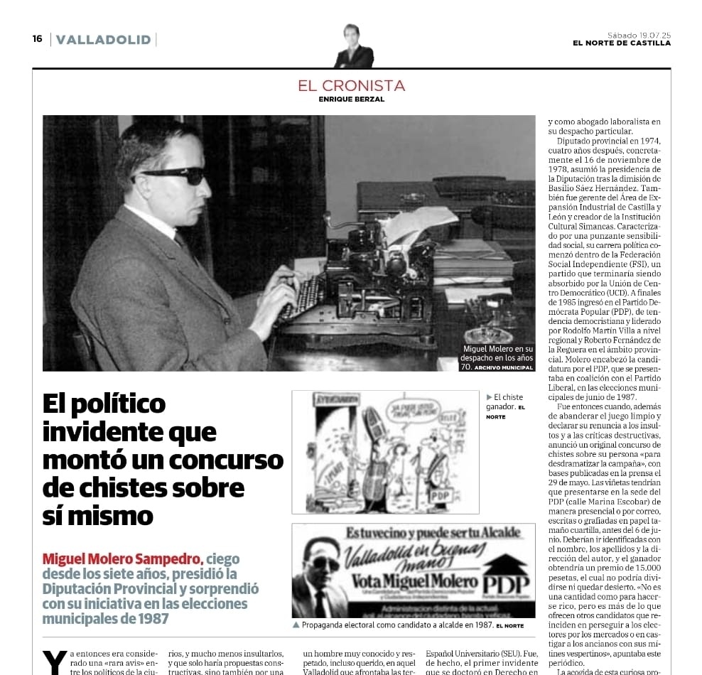 Aquel político ciego que montó un concurso de chistes sobre sí mismo en la campaña electoral de las municipales de 1987. Hoy, en <a href="/nortecastilla/">El Norte de Castilla</a>