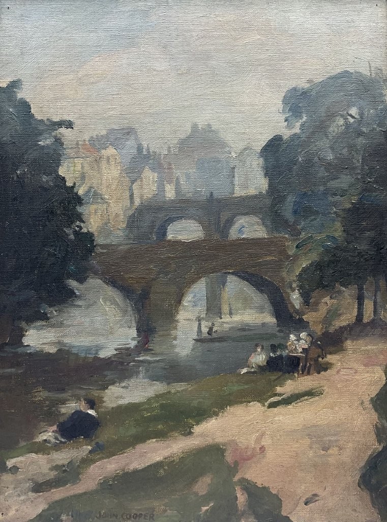 EastLndonGroup's tweet image. As an alternative to Brynhild Parker's painting of "Interior" here's one that I haven't shown for a while. This is "Knaresborough" by John Cooper from 1932. #JohnCooper #Knaresborough #Yorkshire #SaturdayMorning #EastLondonGroup