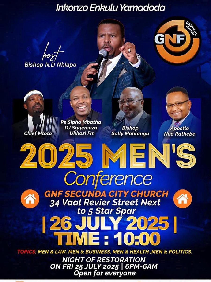 Friday and Saturday next week!  Friday 25 (eShoba) Vryheid… Saturday , GNF (Secunda -MP) , JHB and Pongola Sunday emini… Finaly Durban , Sunday night!