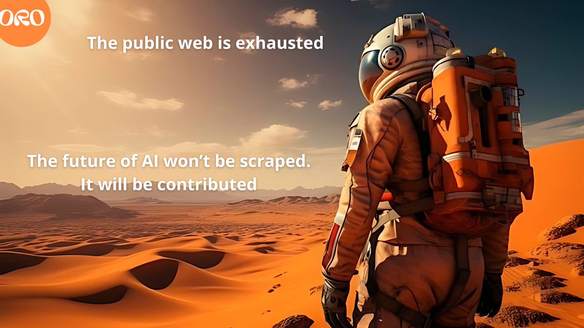 CrpBase's tweet image. 🧵The public web is exhausted.
Public data has been scraped dry.
AI can’t grow on Reddit threads and Wikipedia forever.
What’s next?
The high-signal, real-world data you generate every day: voice, wearables, sleep, decisions.
@getoro_xyz unlocks it safely, privately, and with…
