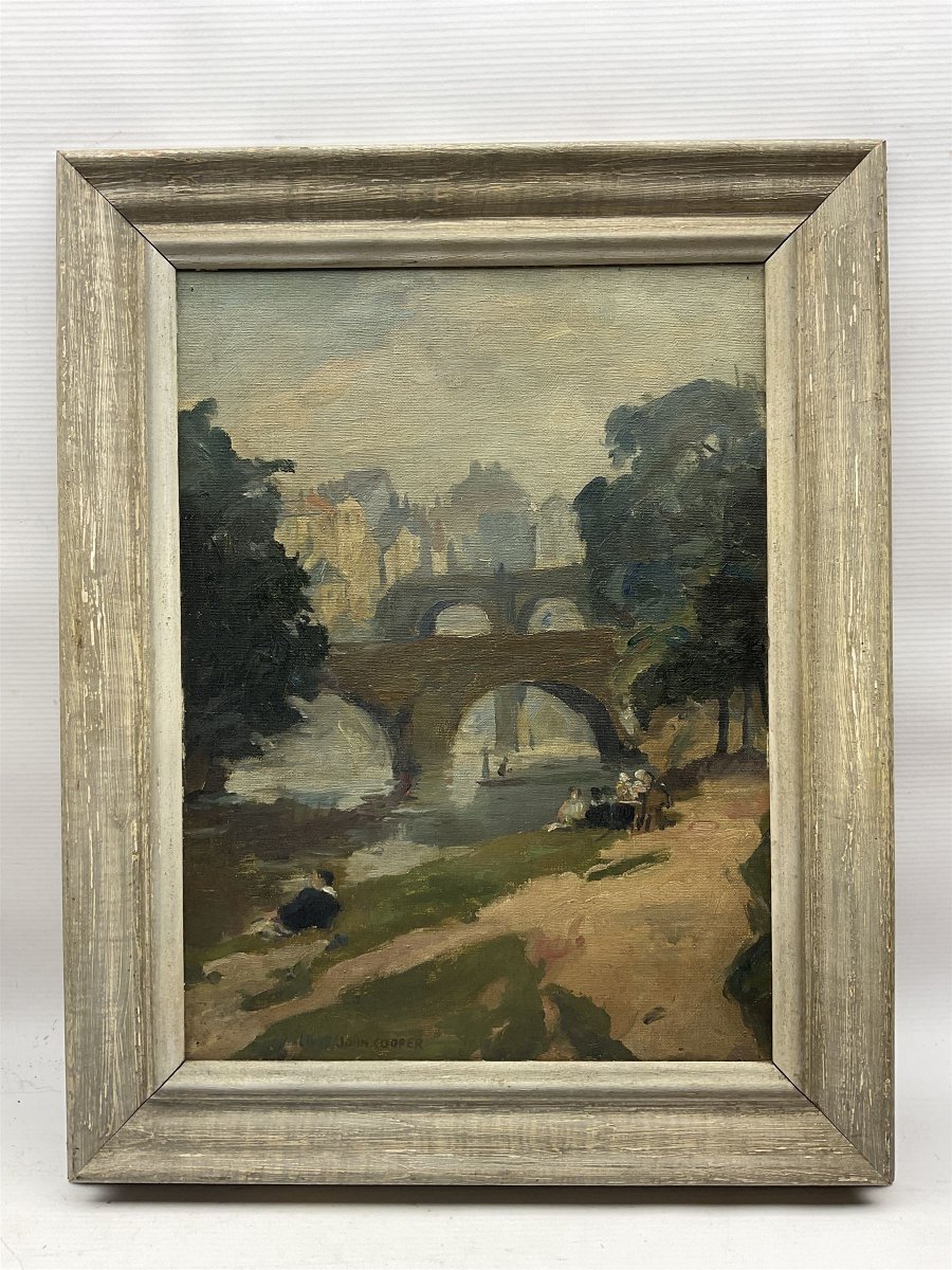 EastLndonGroup's tweet image. As an alternative to Brynhild Parker's painting of "Interior" here's one that I haven't shown for a while. This is "Knaresborough" by John Cooper from 1932. #JohnCooper #Knaresborough #Yorkshire #SaturdayMorning #EastLondonGroup