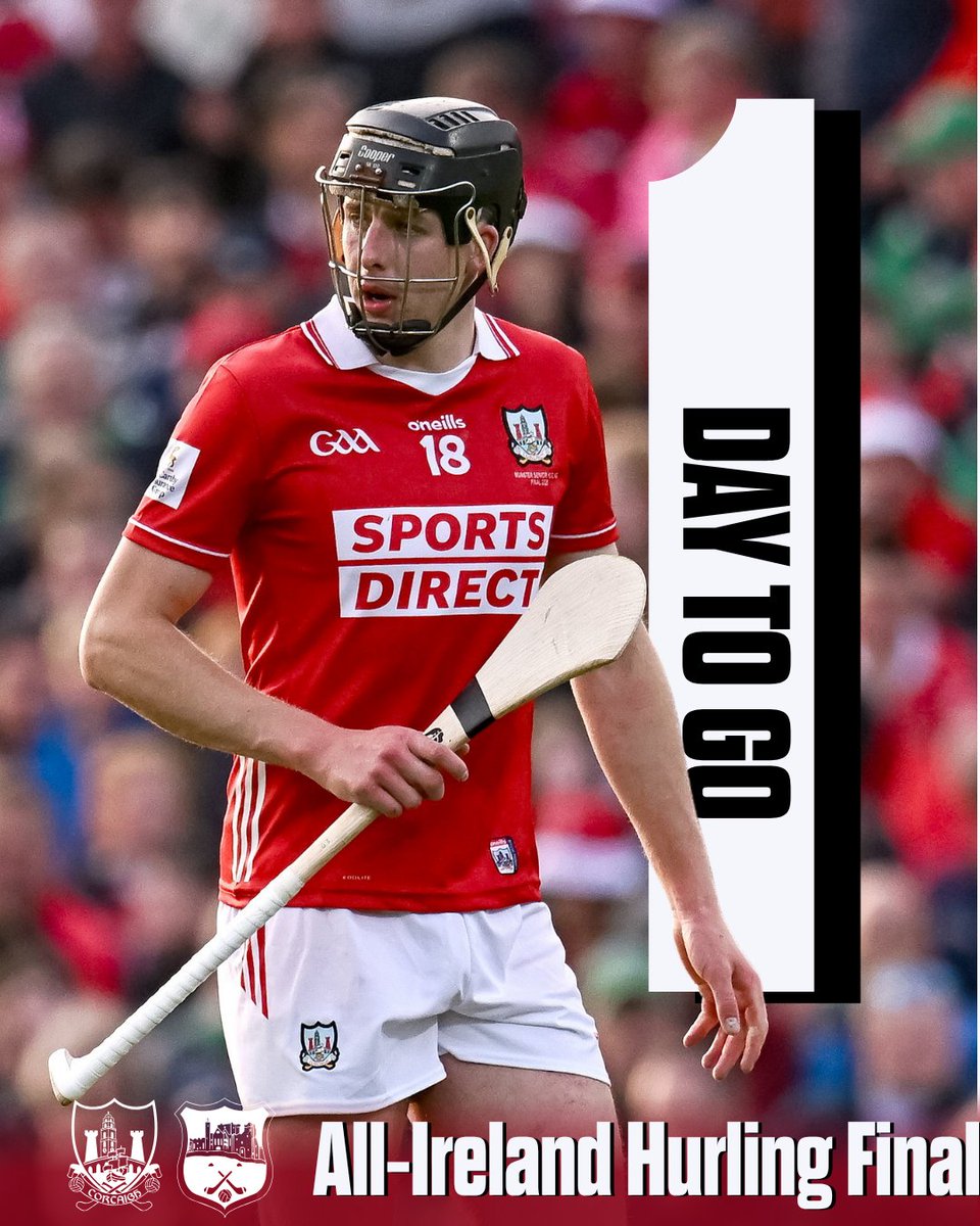 OfficialCorkGAA's tweet photo. ONE MORE DAY TO GO... 🏆

It’s the eve of the All-Ireland Hurling Final.
The jerseys are ready. The flags are flying.
The Rebel roar is building. 🔴⚪

📍 Croke Park
🆚 Cork v Tipperary
📅 Tomorrow | 3:30 PM https://t.co/HRaPvkyhJ9