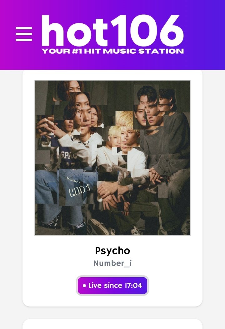 aki_sho_angel49's tweet photo. Hi, @itsHOT106 🇨🇦📻
#GlobalPopFrenzy 🎶
Thank you so much for playing #Psycho by #Number_i.
I′m so happy!😊
#Number_i_Psycho
#GOD_i_EP
#Number_i_RadioOA
@number_i_offic https://t.co/YOtSMcyBTD