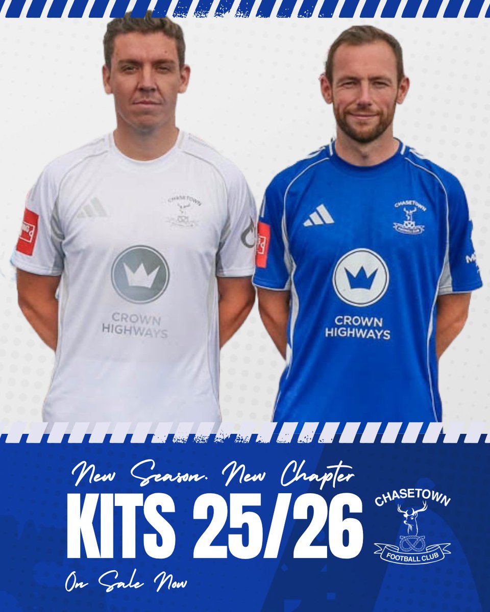 ChasetownFC1954's tweet photo. 𝑶𝒏 𝑺𝒂𝒍𝒆 𝑵𝒐𝒘

You can pick up our new Adidas home &amp; away kits at today's game or order online below

🔗 https://t.co/MpDxtQtIyn https://t.co/jEsreQmDvN