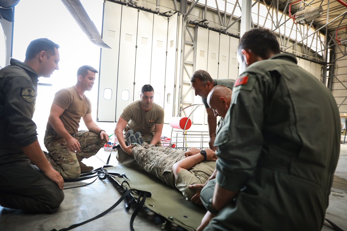 USEmbassyTirana's tweet image. New Jersey National Guard aircraft maintainers and aircrew were here this week working with Albanian Air Forces to maintain aircraft and prepare for search and rescue missions. They’re using the same Black Hawk helicopter that saved lives during Hurricane Sandy rescue operations…